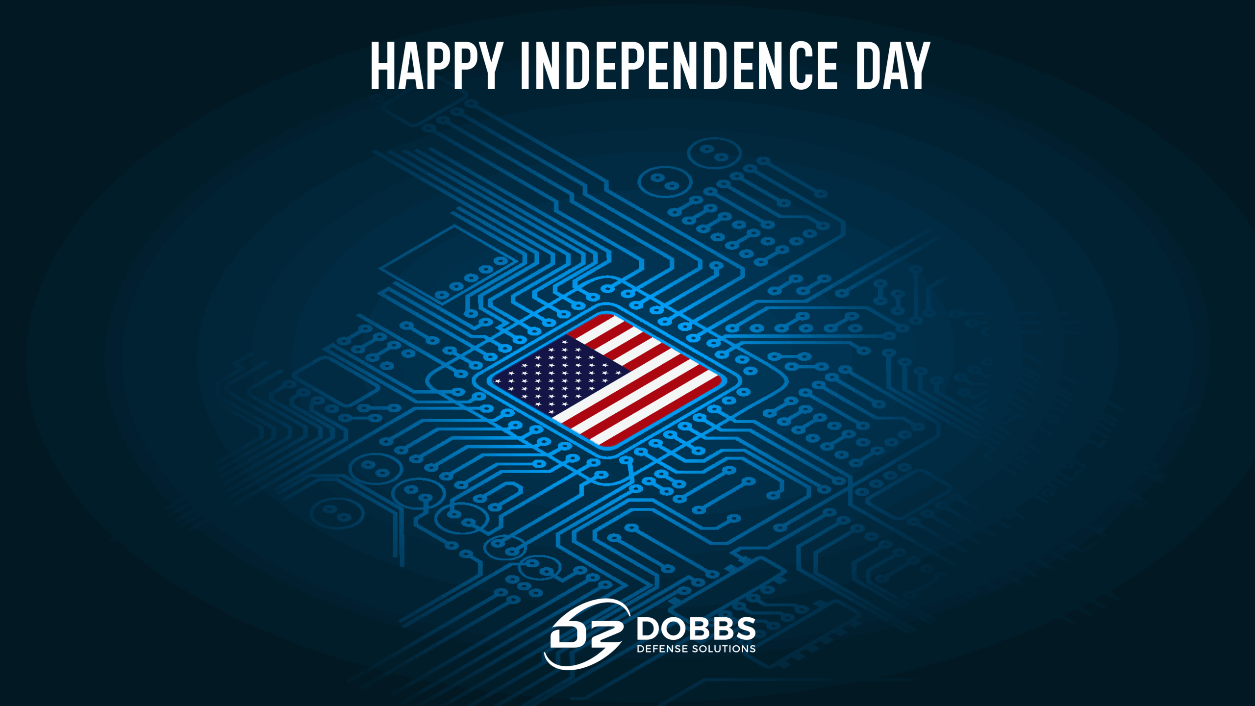 American flag on microchip, Happy Independence Day.