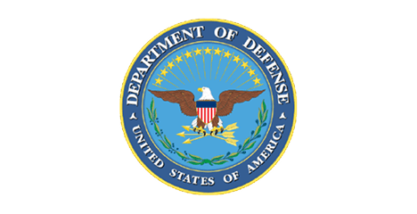 Department of Defense emblem on black background.