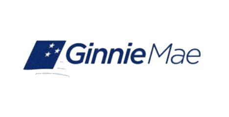 Logo of Ginnie Mae with blue text and design on a light background.