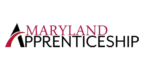 Logo with the word 'Maryland Apprenticeship' in red and black text.