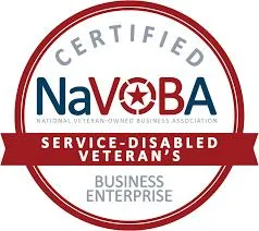 Certified NaVOBA logo for service-disabled veteran business.