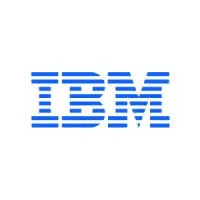 The IBM logo in blue horizontal stripes.